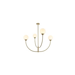 Elegant Lighting Nyomi 36-Inch Black Chandelier with Sculptural Frame - 1 of 4