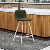 LeisureMod Elland Leather Bar Stool – Modern Counter Height Stool with White Stainless Steel Legs for Kitchen Island or Home Bar Set of 2 - 3 of 4