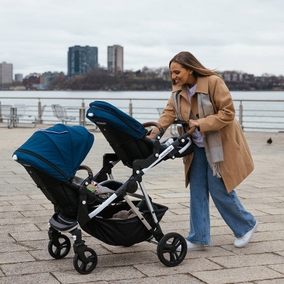Black Leather All-Terrain Single Bassinet Stroller