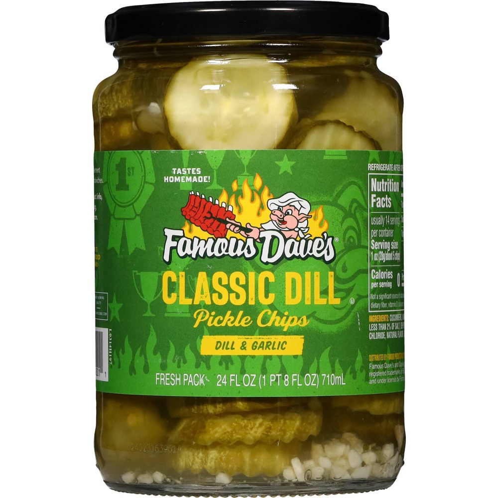 Famous Dave's Classic Dill Pickle Chips - 24 fl oz: Garlic Flavor