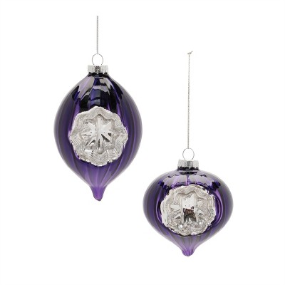 Purple Glass Reflector Ornaments – Set of 12