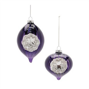 Purple Glass Reflector Ornaments – Set of 12 - 1 of 4