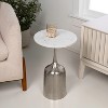 JONATHAN Y Pip 20.25" Classic Designer Metal Drink Table & Decorative End Table with White Marble Round Top & Bell Pedestal Base - 2 of 4