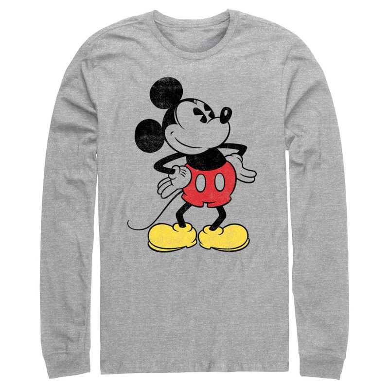 Men's Mickey & Friends Classic Mickey Distressed Long Sleeve Shirt, 1 of 5