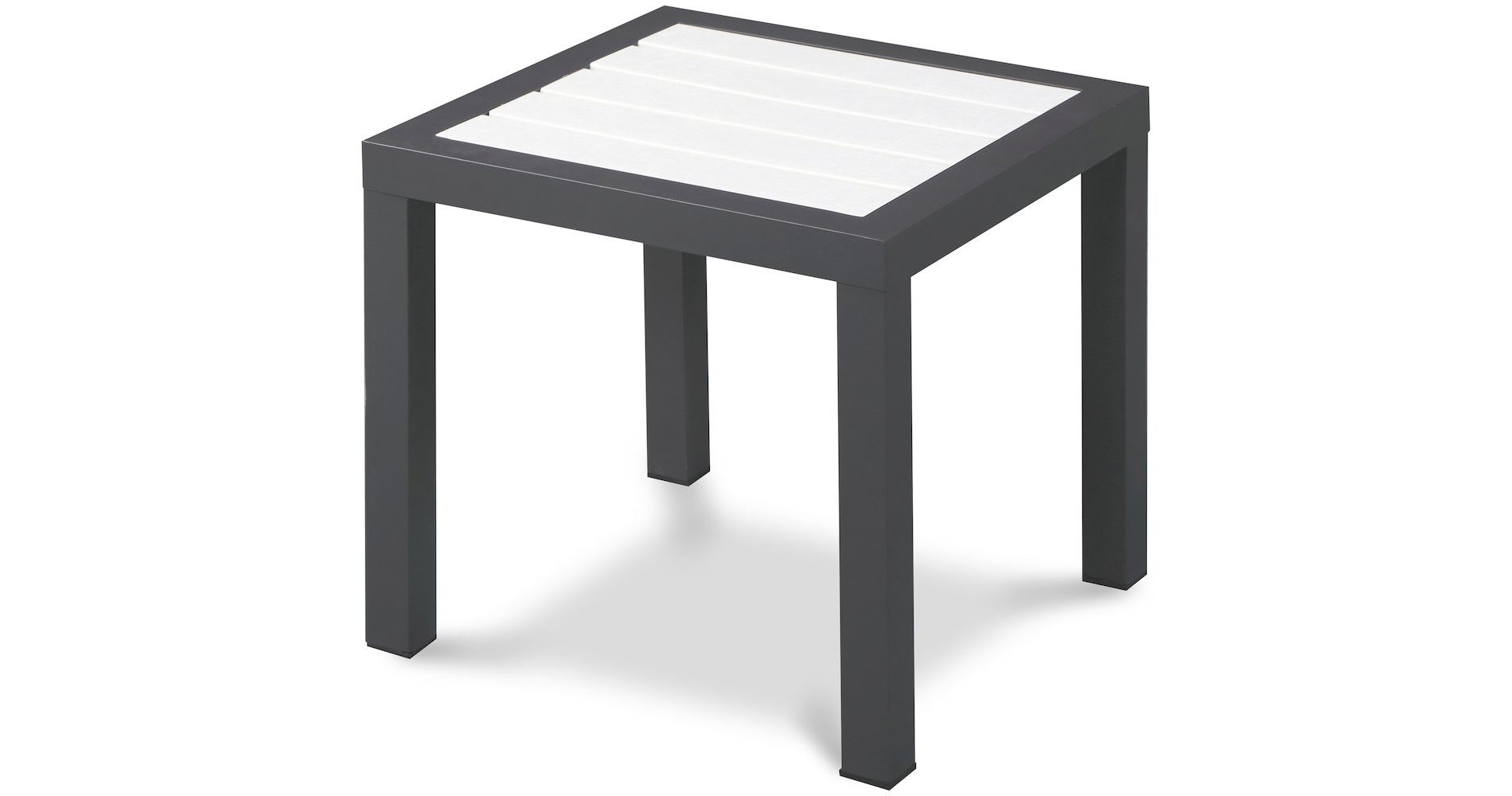 Meridian Furniture,Nizuc White Wood Look Accent Paneling Outdoor Patio Aluminum End Table