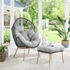 POCASSY Egg Chair Outdoor with Ottoman, Patio PE Wicker Rattan Egg Chair Lounge Basket Shape with Head Pillow - 2 of 4