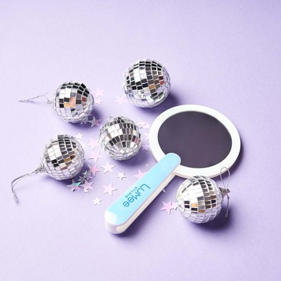 Iridescent LED Lighted Compact Makeup Mirror with Foldable Handle