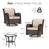 3-Piece Outdoor Swivel Rocking Chair Set with Thick Cushion & Side Table, Durable Rattan Wicker Patio Furniture for Garden, Balcony, Porch - 3 of 4