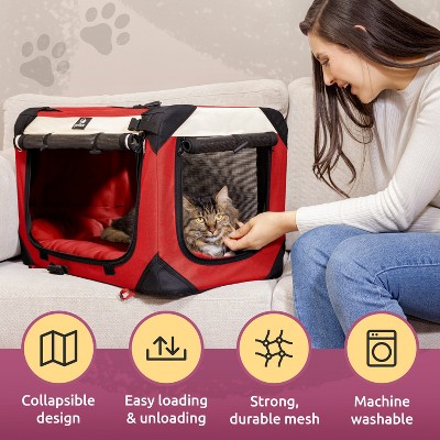 Medium Red Soft-Sided Pet Carrier with Mesh Windows