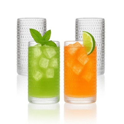 Vintage Clear Hobnail Highball Glasses - 15oz