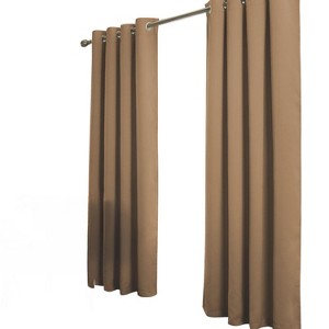 RT Designer Collection Anchorage 2 Pack Blackout Grommet Luxurious Modern Design Curtain Panel Pair 36" x 84" Sesame - 1 of 4