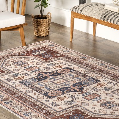 Eco-Chic Rust 4' x 6' Synthetic Non-Slip Washable Area Rug