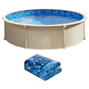 VEVOR Pool Liner, 33ft Round Pool Liner, Uinbead Style, Durable Vinyl Pool Liner, Standard Gauge, 52in Wall Height, Pool Liner Replacement, Blue - 1 of 4
