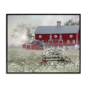 Stupell Industries Red Barn Floral Wagon Meadow, 16" x 20" - 1 of 4