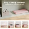 Pinmoco 30" Folding Storage Ottoman Bench with White Blanket and Side Pocket, Corduroy Storage Bench Footrest for Entryway Living Room - 3 of 4
