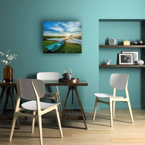 Trademark Fine Art Celebrate Life Gallery Rowboat at The Waters Edge Wood Slat Art - 1 of 4
