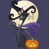 Women's Design By Humans Bewitching Black Halloween Kitty Cat By LittleBunnySunshine Racerback Tank Top - 2 of 3