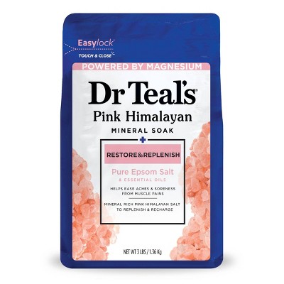 Dr Teal's Epsom Salt Magnesium Soak - Restore & Replenish with Pink Himalayan Mineral - 3 lbs