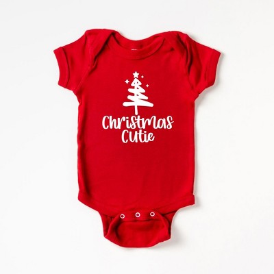 The Juniper Shop Christmas Cutie Tree Baby Bodysuit - 12 Month - Red