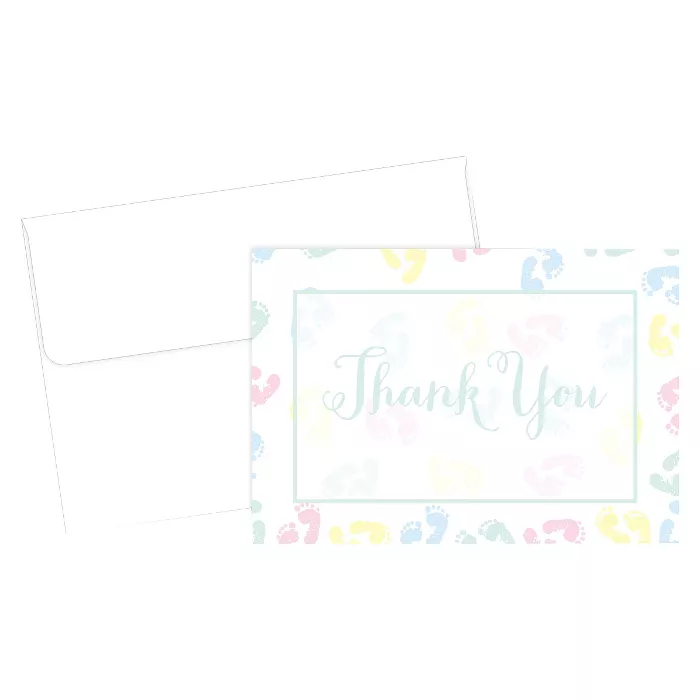 Tips for Organizing a Virtual Baby Shower, Baby Feet Border Thank You Cards