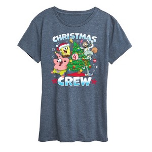 Women's - SpongeBob SquarePants - Christmas Crew Short Sleeve Graphic T-Shirt - 1 of 4