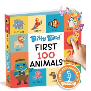 Ditty Bird First 100 Animals Interactive Sound Book for Toddlers 1- 3 Speech Therapy Learning Books for 1 Year Old - (Board Book) - 1 of 1