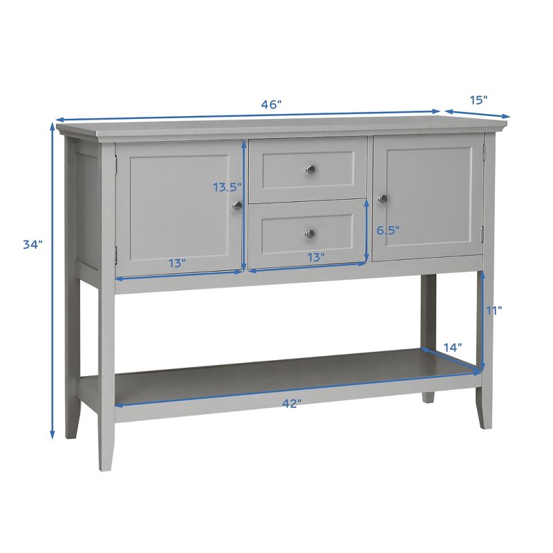 Costway Sideboard Buffet Table Wooden Console Table w/ Drawers & Storage Cabinets Blue/Brown/Gray/Beige, 3 of 11