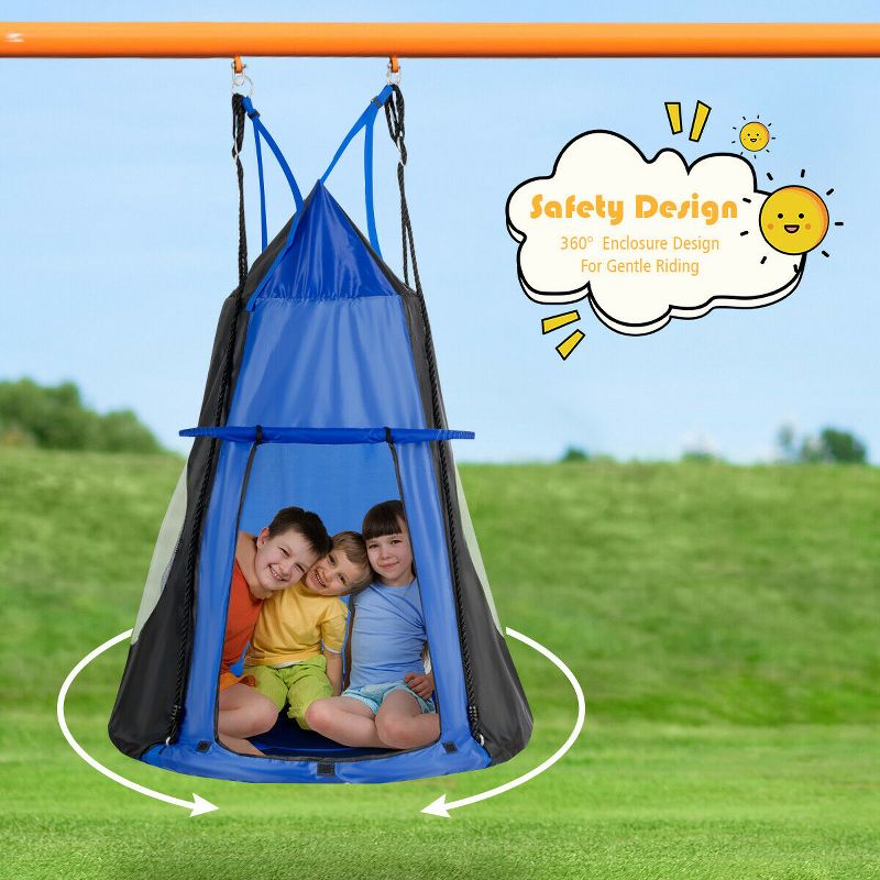 Costway 40'' Kids Hanging Chair Swing Tent Set Hammock Nest Pod Seat, 4 of 11