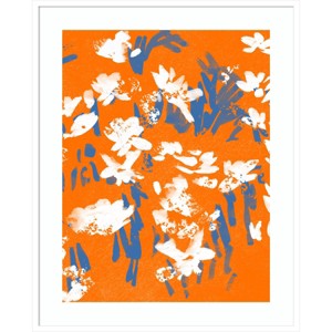 33" x 41" Mandarin Meadow Flowers by Jenny Frean Wood Framed Wall Art Print - Amanti Art - 1 of 4