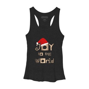 Women's Design By Humans Christmas Design - Joy to the World in Gold Design and Red By SimplyDesign Racerback Tank Top - 1 of 3