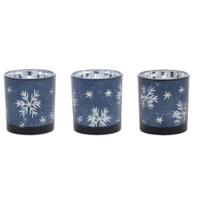Frosted Glass Snowflake Votive Candle Holders Set – 3 Piece by Melrose - 1 of 3