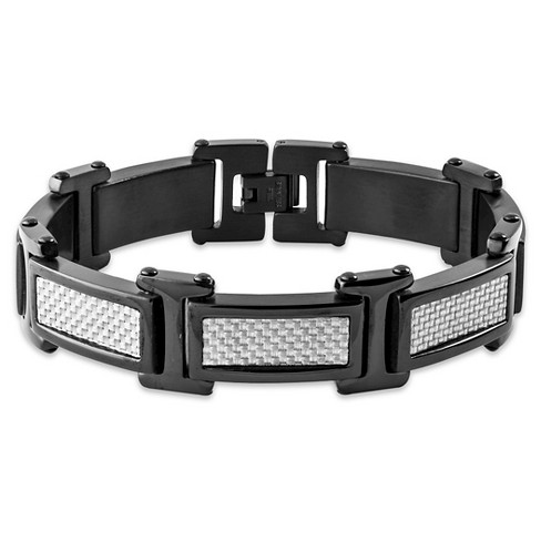 Men's Crucible Stainless Steel Black Leather Wrap Bracelet : Target