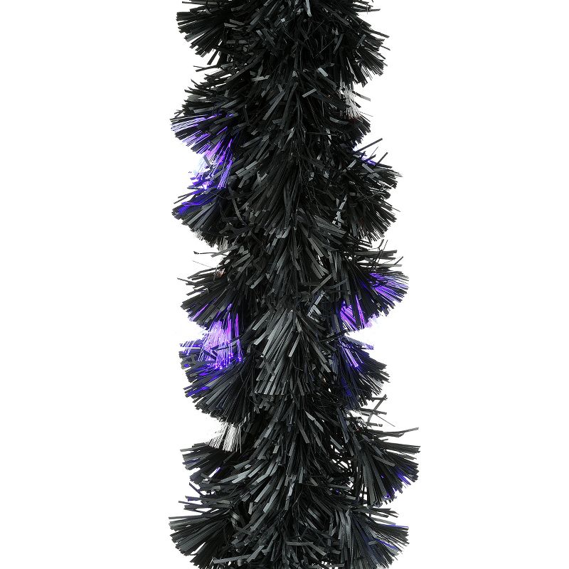 9 ft. Black Fiber Optic Garland with Purple and Orange Lights, 5 of 6