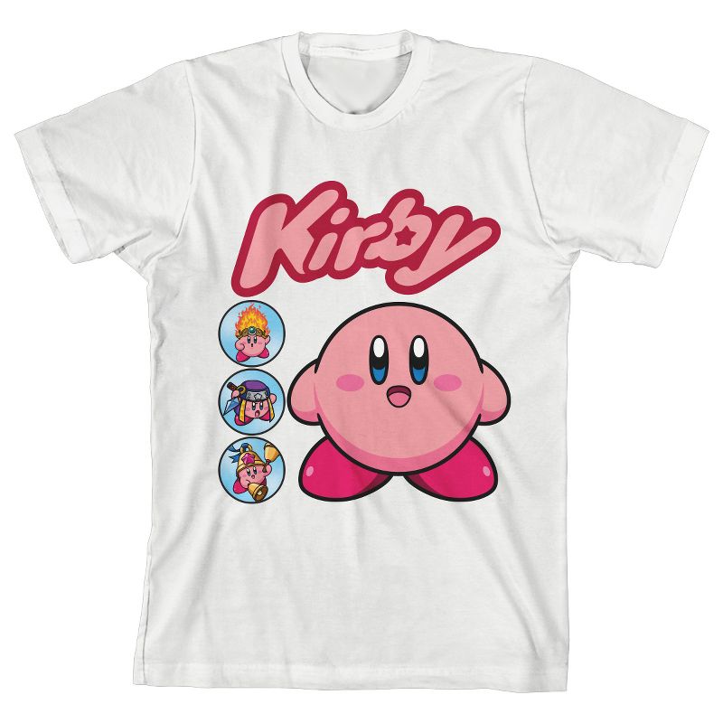 Kirby Classic Anime Character Youth Kids White Tee, 1 of 2