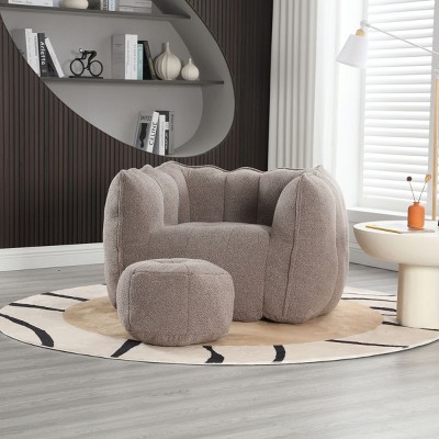 Bean Bag Sofa Couch With Ottoman,Bean Bag Chairs For Adult, Individual Sofa Chair With Footstool And Armrests For Living Room Lounge-Cuddlewood