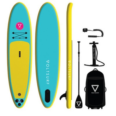 VoltSurf 11 Foot Class Act Inflatable SUP Outdoor Lake Water Sport Stand Up Paddle Board Kit with Adjustable Paddle and Manual Pump
