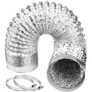 AMMER 4 Inch 16FT Dryer Vent Hose, Long Flexible Aluminum Air Ducting with 4-Layer Heavy-Duty Design, for HVAC Ventilation, Includes 2 Clamps - 1 of 1