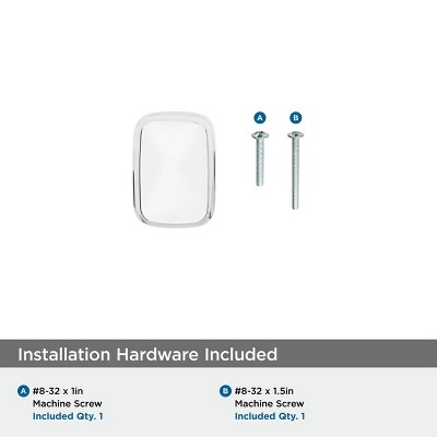 Polished Chrome Rectangular Cabinet Knob with Mounting Hardware