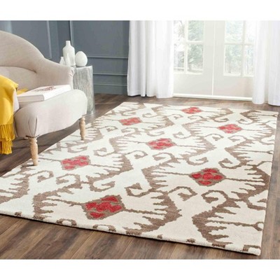 Ivory and Brown Handmade Wool 6' x 9' Reversible Area Rug