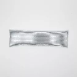 Lumbar Heavyweight Linen Blend Stripe Decorative Throw Pillow Dark Gray - Casaluna™