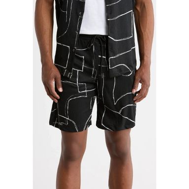 TRSH-258-B-Drawstring ABSTRACT PRINT Shorts BLACK 2XL : Target