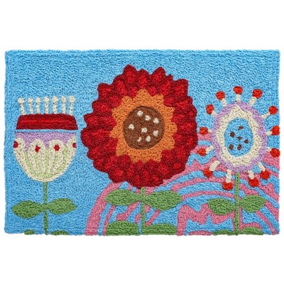 Jellybean Kaleidoscope Floral Doormat – 20"x30" Colorful Indoor/Outdoor Rug with Vibrant Abstract Flower Design