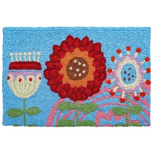 Jellybean Kaleidoscope Floral Doormat – 20"x30" Colorful Indoor/Outdoor Rug with Vibrant Abstract Flower Design - 1 of 3