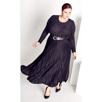 Women's Plus Size Knit Pleat Skirt - black | ARNA YORK