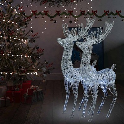 VidaXL XXL Acrylic Christmas Reindeers 250 LED 2 pcs 70.9 in. Cold white