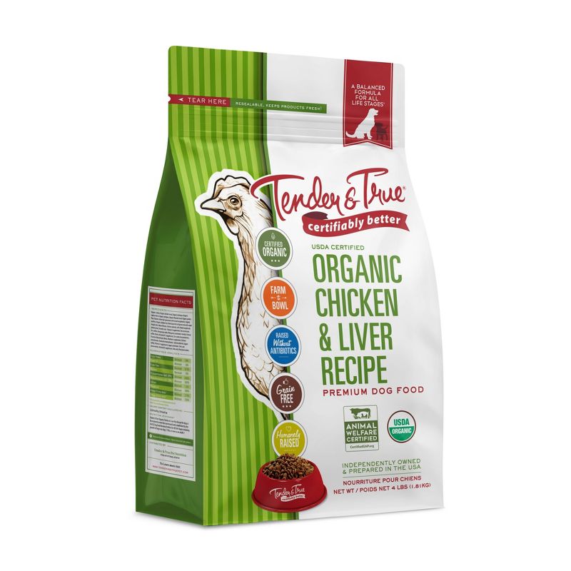 Tender & True Organic Chicken and Liver Recipe Dry Dog Food, 1 of 6