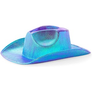 Zodaca Purple Holographic Metallic Space Cowboy Hat Party Favors Halloween Costume - 1 of 4