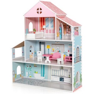 Infans Wooden Dollhouse For Kids 3-Tier Toddler Doll House W/Furniture Gift For Age 3+ - 1 of 4