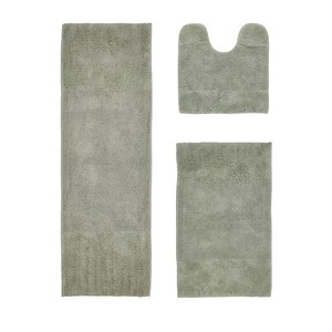 Granada 3 Piece Bath Rug Set 100% Premium Cotton Tufted Non-Slip Backing Bathmats for Bathroom, Super Soft Absorbent, Machine Washable - 1 of 4