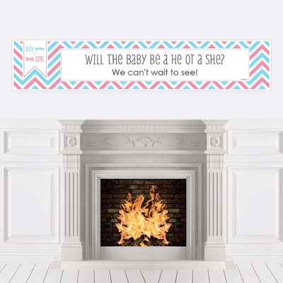 Big Dot of Happiness Chevron Gender Reveal - Baby Shower Decorations Party Banner